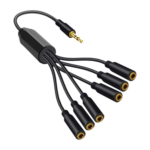 Cable de audio 3.5mm macho a múltiples jack hembra 0.3m miniatura 1