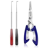 DRMBIGA Fishing Hook Remover & Pliers Kit - 3PC Stainless Steel Set with Magnetic Tip, Non-Slip Handle for Bass Trout Catfish, Saltwater Freshwater Fishing Tools