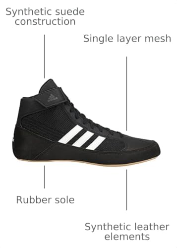 Image of adidas Men's HVC Wrestling Shoes, Black /White /Iron Metallic, 6.5