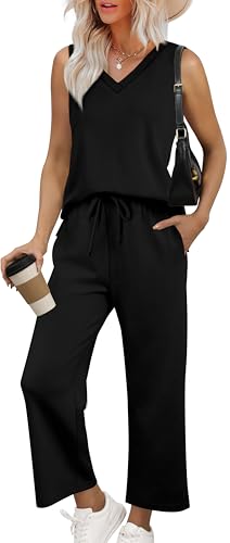 xieerduo two piece sets for women summer vacation travel outfits v neck lounge matching sets