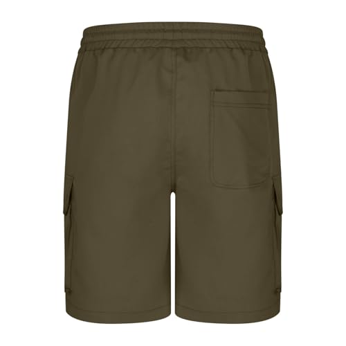 Image of Men's Cargo Sweat Shorts Casual Drawstring Elastic Waist Athletic Workout Gym Jogger Shorts with Multi Pockets