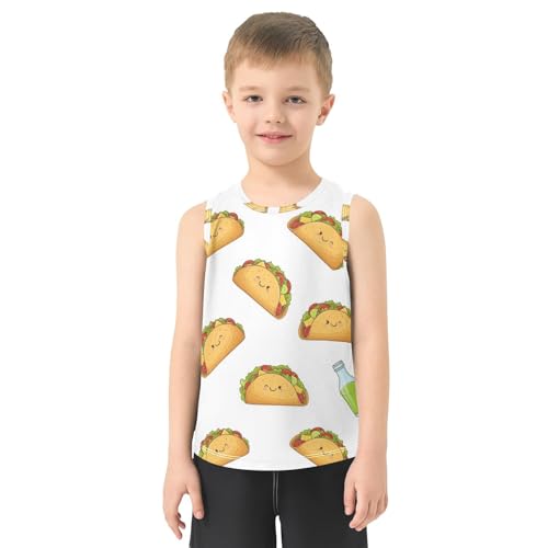 J JOYSAY Food Taco Sauce White Boys Tank Top Sleeveless Muscle Shirts Quick Dry Workout Active Sport Kids T-Shirts 3-15T2