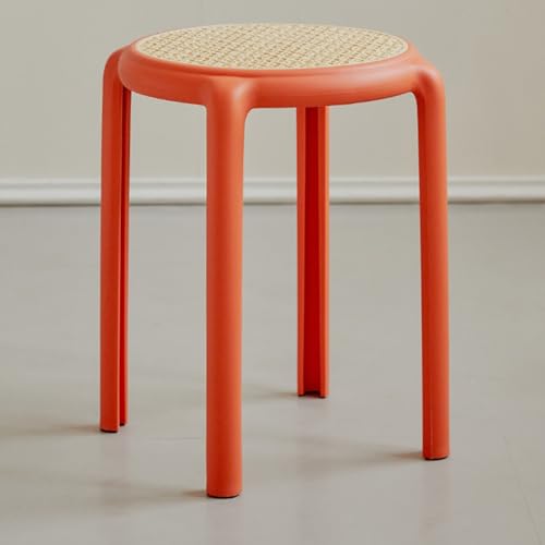 ILOOXI Sgabelli impilabili rotondi impilabili senza schienale sgabelli impilabili portatili in plastica sgabelli impilabili colorati sgabelli da bar in rattan da 45,7 cm per cucina, sala da pranzo,