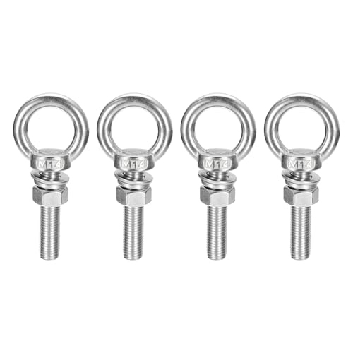 Image of uxcell Lifting Eye Bolt, 4 Sets M14 x 70mm Eye Bolt with Nut Washer 304 Stainless Steel Shoulder Lifting Ring Eye Bolt for Hanging Item
