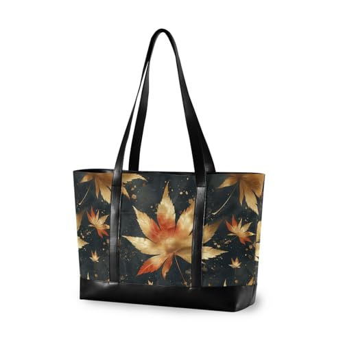 Studio Style Maple Leaf Gold schlichte Damen-Aktentasche mit Reißverschluss Arbeitstasche für Frauen Arbeit mit Tablet Bolso de Trabajo Para Mujer, Studio Style Maple Leaf Gold, 1 size Studio Style Maple Leaf Gold schlichte Damen-Aktentasche mit Reißverschluss Arbeitstasche für Frauen Arbeit mit Tablet Bolso de Trabajo Para Mujer, Studio Style Maple Leaf Gold, 1 size
