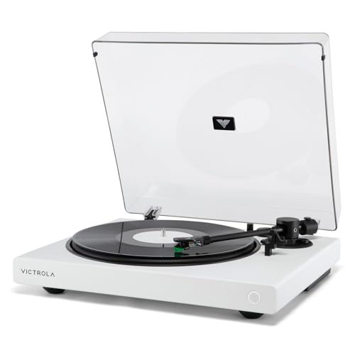 Platine vinyle Bluetooth Victrola Wave : diffusez vos vinyles en blanc épuré avec Auracast