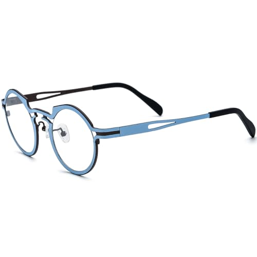 Image of FONEX Colorful Pure Titanium Glasses Frame Women Retro Round Eyeglasses