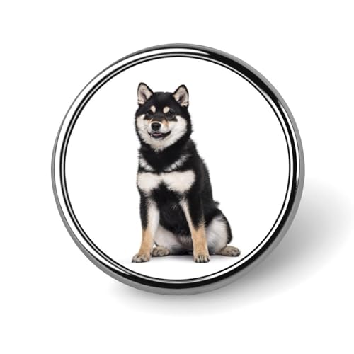 バッジ 円形 徽章 柴犬 犬柄 黒柴 面白い いぬ 缶バッジ 胸章 ピンバッチ ボタンブローチ 25mm おしゃれ ネクタイピン コレクション バッグ飾 帽子 胸飾り かばん掛け 工芸品 取付簡単 男女兼用 プレゼント