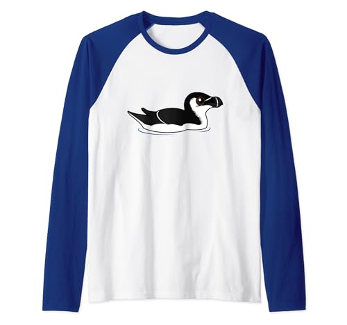 Cute Cartoon Non-Breeding Razorbill Birdorable Swimming Bird Raglan Baseball Tee