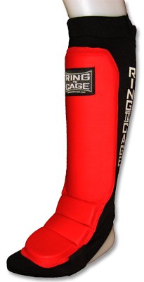 Grappling Shin Instep - Coverd Back for MMA, Muay Thai, Kickboxing - RED - X-Large