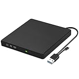 External CD DVD Drive USB 3.0, Dainty Portable CD DVD +/-RW Drive Slim DVD/CD ROM Rewriter Burner Writer, High Speed Data Transfer for Laptop/MacBook/Desktop/MacOS/Windows10/8/7/XP (Black)