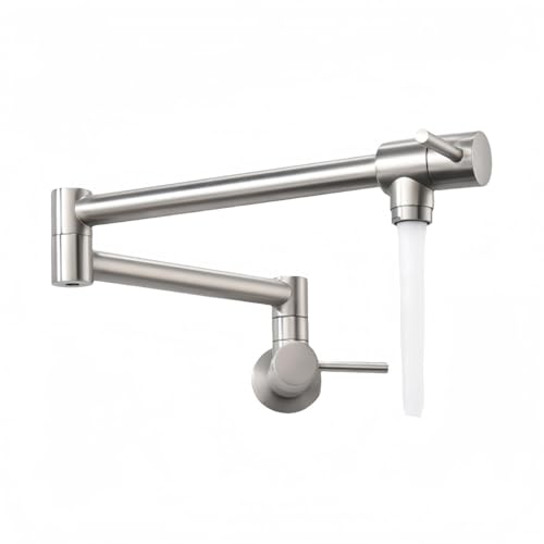 lisBaby 304 ステンレス鋼製 折り畳み式キッチン水栓 壁付単水栓 シングルレバー 無腐食無鉛 ニッケル処理 取付簡単 キッチン手洗い浴室兼用 (ステンレスカラー)