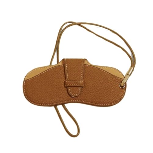 Image of FASHIXD Glasses Case Portable Travel Sunglass Case with Lanyard Eyeglass Pouch Bag Sunglass Holder for Purse For Women Men (Classic-Brown)