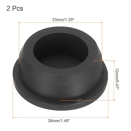 Image of UXCELL High Temp Silicone T-Shaped Mount Plugs, Dia 33mm /1.29 inch, Black, Pack of 2 (OD 38mm) - Waterproof, Sealing Plugs for Powder Coating & Plating