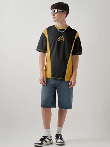 Image of crazymonk Naruto Evolution Printed Anime Oversized T-Shirt - Multi Color