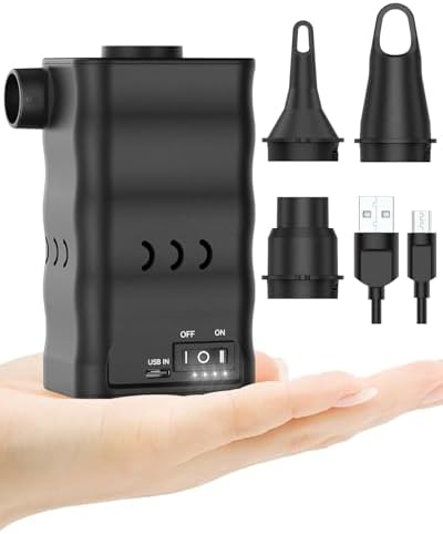 Dr.meter Air Mattress Pump, Rechargeable 6000mAh Portable Air Pump, Quick-Fill Electric Air Inflator Deflator for Outdoor Camping Inflatable Bed Pool Boat Float Raft Swimming Rings Vacuum Bag