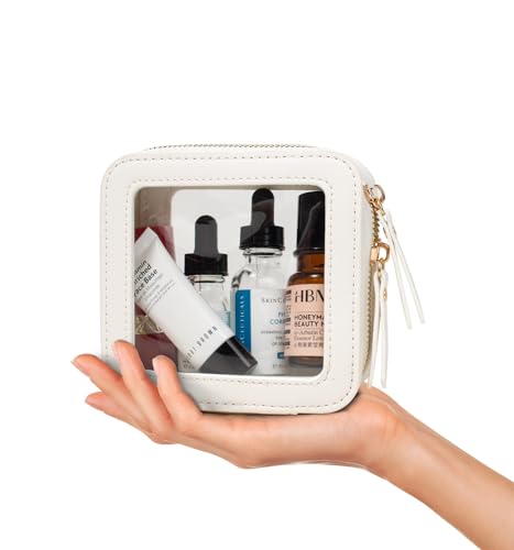 Image of LETGO Small Clear Makeup Bag for Purse,Travel Cosmetic Case Mini White | TSA Approved Clear Makeup Case Pouch with Zipper,Car Essentials for Women Girls,Square Make Up Pouch with Zipper,Gifts