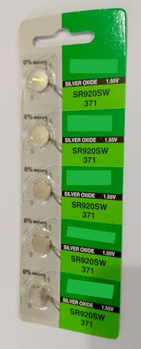 Image of PPI (Pack of 5) Compatible wth ITTA Watch Batteries SR920SW 371 1.55V Silver Oxide Battery Button Cell for Watch Battery Replacement