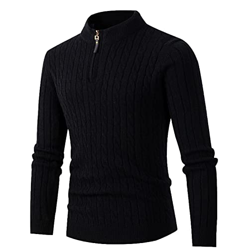 Mens Quarter Zip Sweaters Long Sleeve Half Turtleneck Lightweight Casual Knitted Fashion Slim Fit Pullover Sweaters