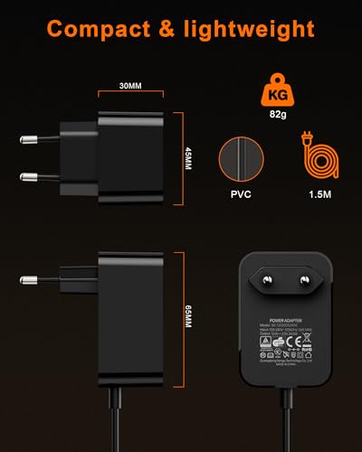 RENGOGA 12V/2A Netzteil für Yamaha Keyboard AC, Power Adapter für PA-130a PA-130b PA-150b P45 PA-3b PA-3c PA-5d PSR-210 PSR-78 P125 E373 EZ-220 EZ-300, Piano Ladekabel Ladegerät 1.5M-Schwarz