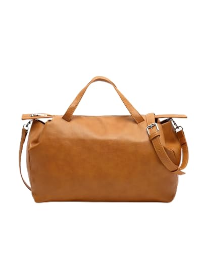 Imagen de MISAKO Perlinchi bolso bowling con asa bandolera extraíble Mujer Perlinchi Mostaza 20x31x12cm