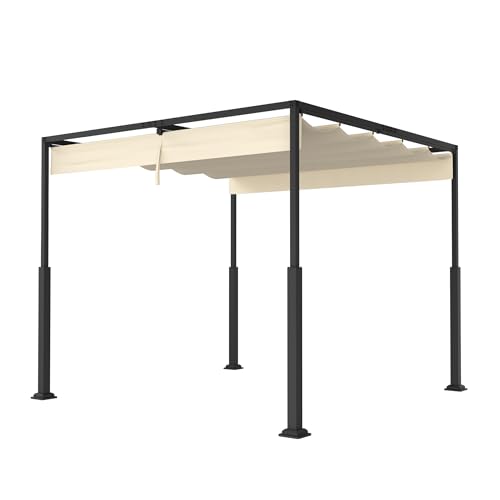 FIVMEN Pergola Tonnelle de jardin 3 x 3 m - Imperméable et stable - Résistant à l'hiver - Avec zones d'ombrage réglables - Protection solaire pour jardin,...