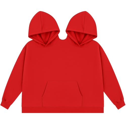 Coume Couples Hoodie Two Person Hoodie M/L/XL/XXL Funny Intimate Matching Sweatshirts Lovers Friends Couples Gift(Red XXL)