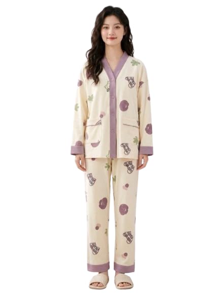shine n show Womens Korean Night Dress | Full Pyjama Set | Korean Nightsuit | Women Nightwear |Round Neck Full Sleeve Nightsuit | Loungewear | Everyday Nightdress-picture-32