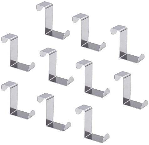 YourGift 10 Pack Over The Door Hooks Stainless Steel Z Hooks Cupboard Hooks Wall Cabinet Hooks Z Shaped Hanging Hooks for Kitchen, Bathroom, Bedroom and Office