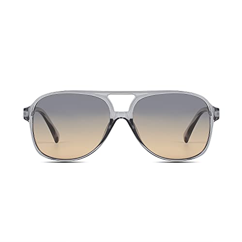 Freckles Mark Vintage Retro 70s Sunglasses for Women Men Classic Large Squared Aviator Frame UV400 Trendy Orange Glasses