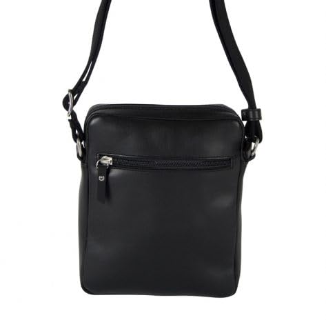 EL POTRO Bolso Bandolera Mediano para Hombre, Piel Vacuno, Colección Box, Cierre de Cremallera, Herrajes Plateados, 22 x 17 x 5 cm