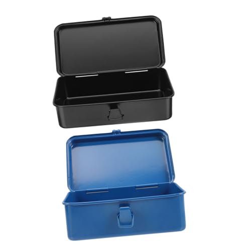 Baluue 2 Stück Teiliges Werkzeugbox Robustem Eisen Tragbarer Werkzeug aufbewahrungskoffer für Auto Werkstatt Haushalt Langlebiger Metall organizer mit Praktischem Stauraum