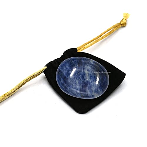 Image of Amazing Gemstone Sodalite Crystals and Healing Stones - Large Palm Stone Crystals Piedra - Crystal for Good Luck, Balanced Positive Energy, Meditation - Unique Stocking Stuffers Gifts for Women, Men