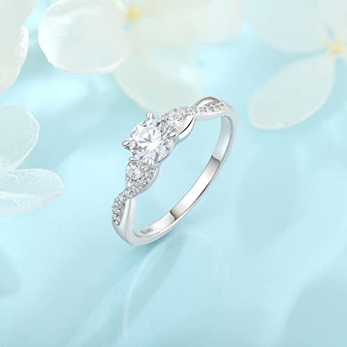 FJ Engagement Ring for Women 18K White Gold Plated 925 Sterling Silver Promise Ring Anniversary Wedding Proposal Ring Eternity Ring for Her - Image 3