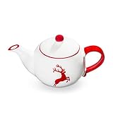 GMUNDNER KERAMIK Teekanne glatt Füllmenge : 0.5 Liter rubinroter Hirsch Geschirr, handgemacht in Österreich