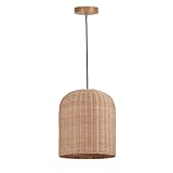 Sulion - Lámpara de Techo RATÁN Natural | Luz Colgante E27 Regulable |...