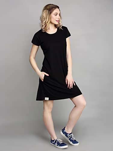 Image of Meerkat Women Short Sleeve Knee Length Cotton Knits Printed Short Nighty /Long Shirt /Midi