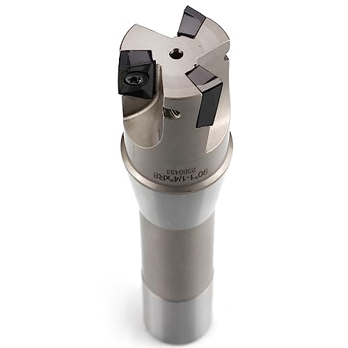 Image of OSCARBIDE Indexable End Mill R8 Shank,3 Flutes 1-1 /4 inch Cutting Diameter | 5-27 /32 inch Overall L | 3 APKT1604 Carbide Inserts | 90 Square Shoulder Milling | Smooth Finishing | Long-Lasting Tool Life