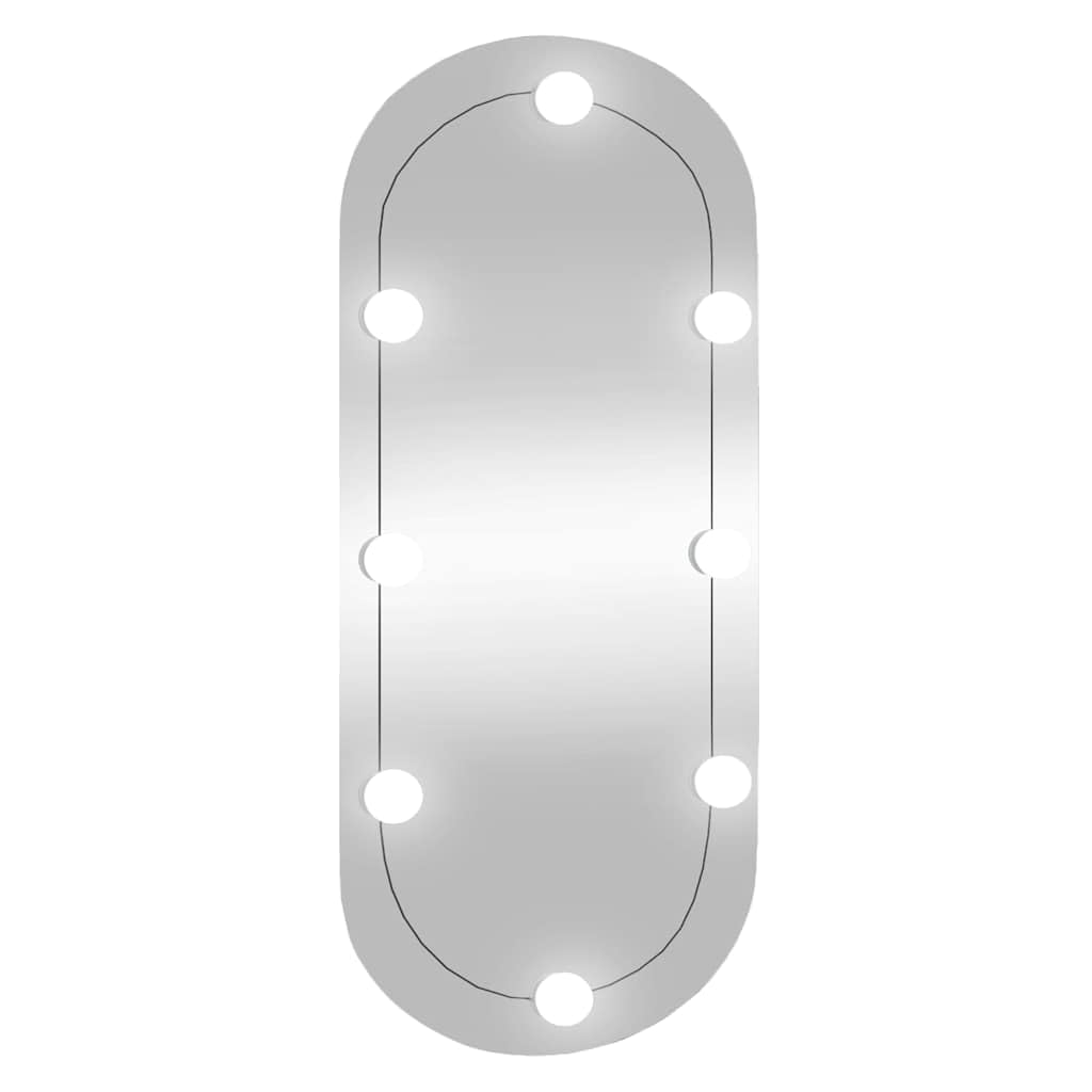 KGHFDVB Sleek Oval Wall Mirror with LED Lights, 35x80 cm Glass Vanity Mirror with USB Interface, Wall-Mounted Makeup with Adjustable Color Modes for Bedroom, Bathroom, Hallway