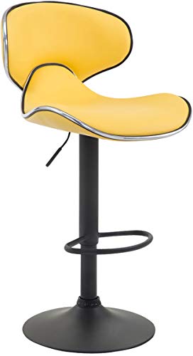 CLP Tabouret De Bar Las Vegas V2 Hauteur Réglable I Tabouret De Bar Confortable avec Dossier Et Repose-Pieds I Chaise Haute De Bar Rembourrée, Couleur:Jaune,...