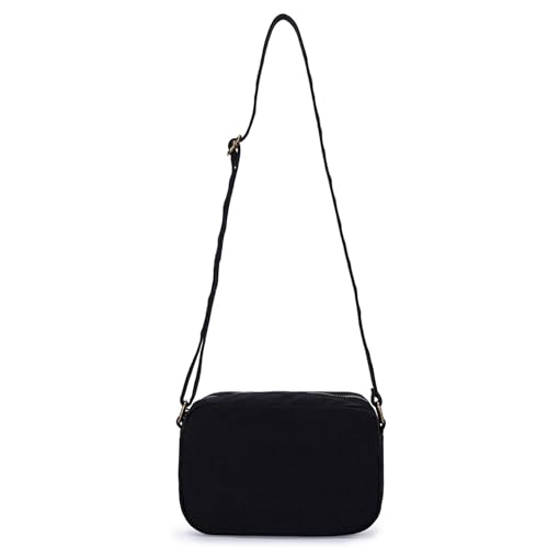 Square Crossbody Bag with Adjustable Length, Women Cotton Canvas Casual Shoulder Work Bag