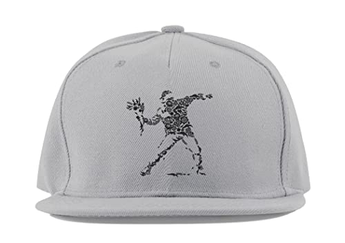 Casquette Banksy visière plate en coton gris unisexe