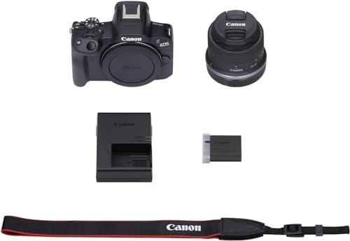 Image of Canon EOS R50 Mirrorless Vlogging Camera (Black) w /RF-S18-45mm F4.5-6.3 is STM Lens (Renewed) (Camera w /RF-S18-45mm Lens + Sunshine Advanced Bundle)