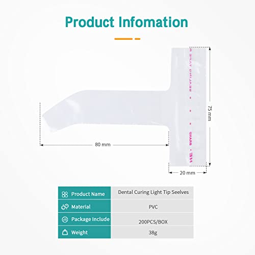 Image of Dental Light Cover - 200 Pcs Disposable Light Tip Sleeves - Dental Light Cover Fits 9-11 mm Light Guide