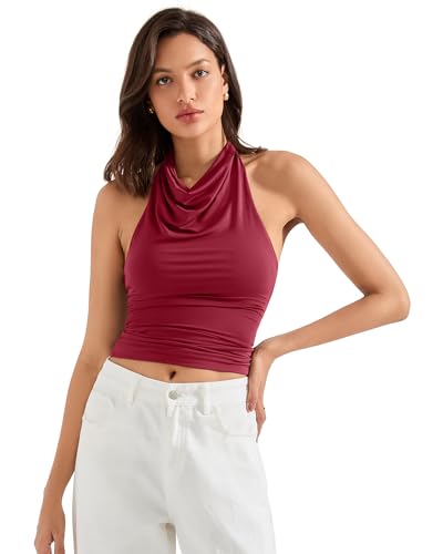 SUUKSESS Women Halter Backless Cami Top