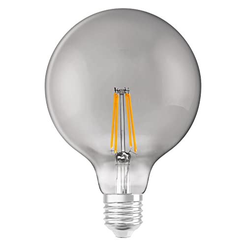 LEDVANCE Smart LED con Wifi, base E27, dimmerabile, bianco caldo (2500K), forma a globo, filamento chiaro in vetro fumé, sostituzione di lampadine da 48W, controllabile con Alexa, Google e App
