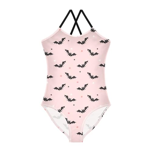 Girls Halloween Bats Swimsuit One Piece Bathing Suit Kids Swimming Suits Beach Swimwear 3-10T