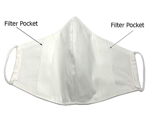 USA Cloth Face Mask includes 5 POLYPROPYLENE FILTERS, Kid Face Mask 100% Cotton, Double Layers with Filter Pocket and Nose Wire Bridge, Reusable & Washable - Made in USA, Dimension 9” x 4.8”