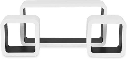 Miniatura 6 de Estantes de cubo de pared, 6 unidades, blanco y negro, para baño, dormitorio, sala de estar, cocina, decoración de cuarto de servicio