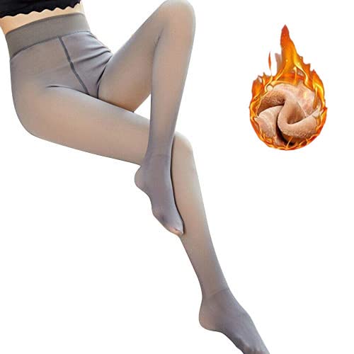 300g épaissi Velours Jambes impeccables Faux Collants en Molleton Chaud translucide Collants Bas (Gris,Taille Unique) Cover